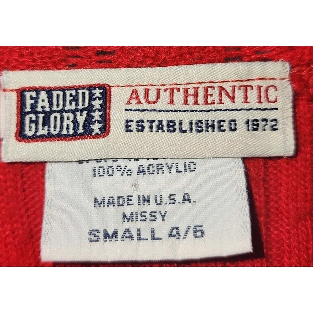 Faded Glory Knit Top V-Neck Short Sleeve Ribbed Red Blouse Small - Picture 3 of 7